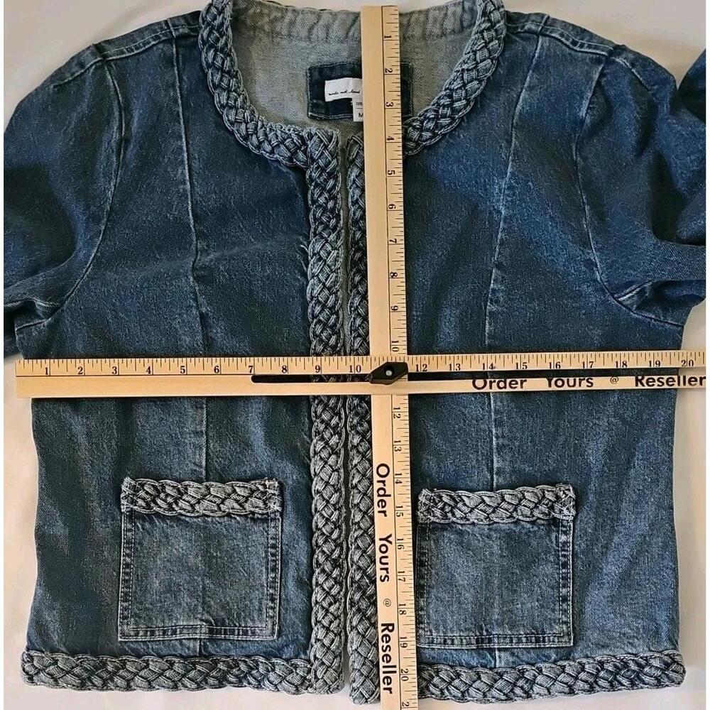 Ann‎ Taylor Loft Denim Jacket Medium Braided Hem Jean Jacket Light Indigo - Picture 6 of 6